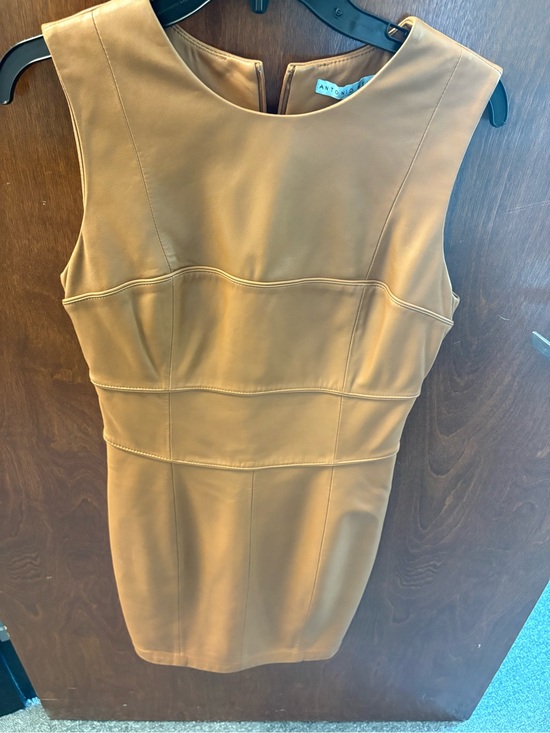 ANTONIO MELANI Dresses & Skirts - Leather Sleeveless Sheath Dress in Camel